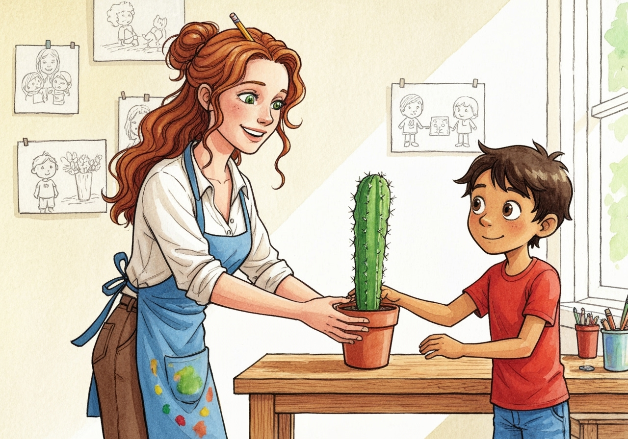 Learn Spanish with Stories #37: Mi primera clase de dibujo: ¿Por qué mi cactus tiene bigote? [A1] episode artwork
