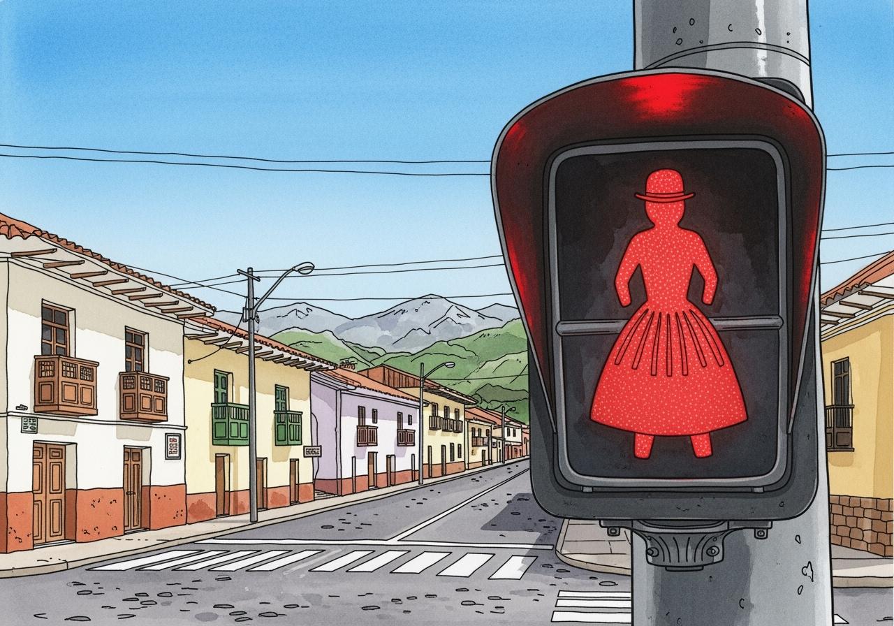 Learn Spanish with Stories #65: ¿Por qué el semáforo de mi calle tiene una figura de poncho en vez de una persona? El secreto de los cholas y cholitas de La Paz [A1] episode artwork