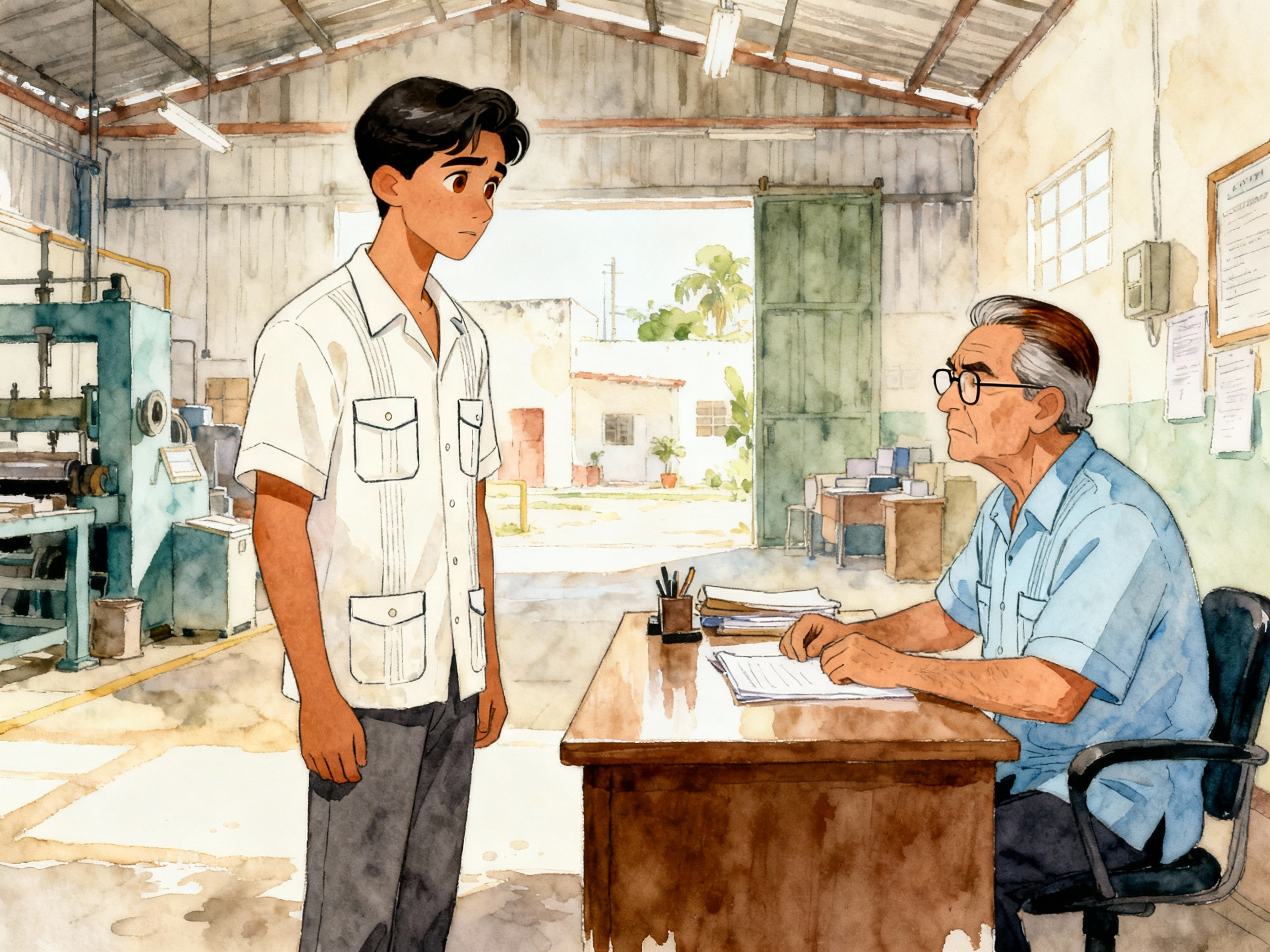 Learn Spanish with Stories #103: La entrevista de trabajo en una fábrica de guayaberas: ¿Cómo convencer al jefe con estilo? [A2] episode artwork