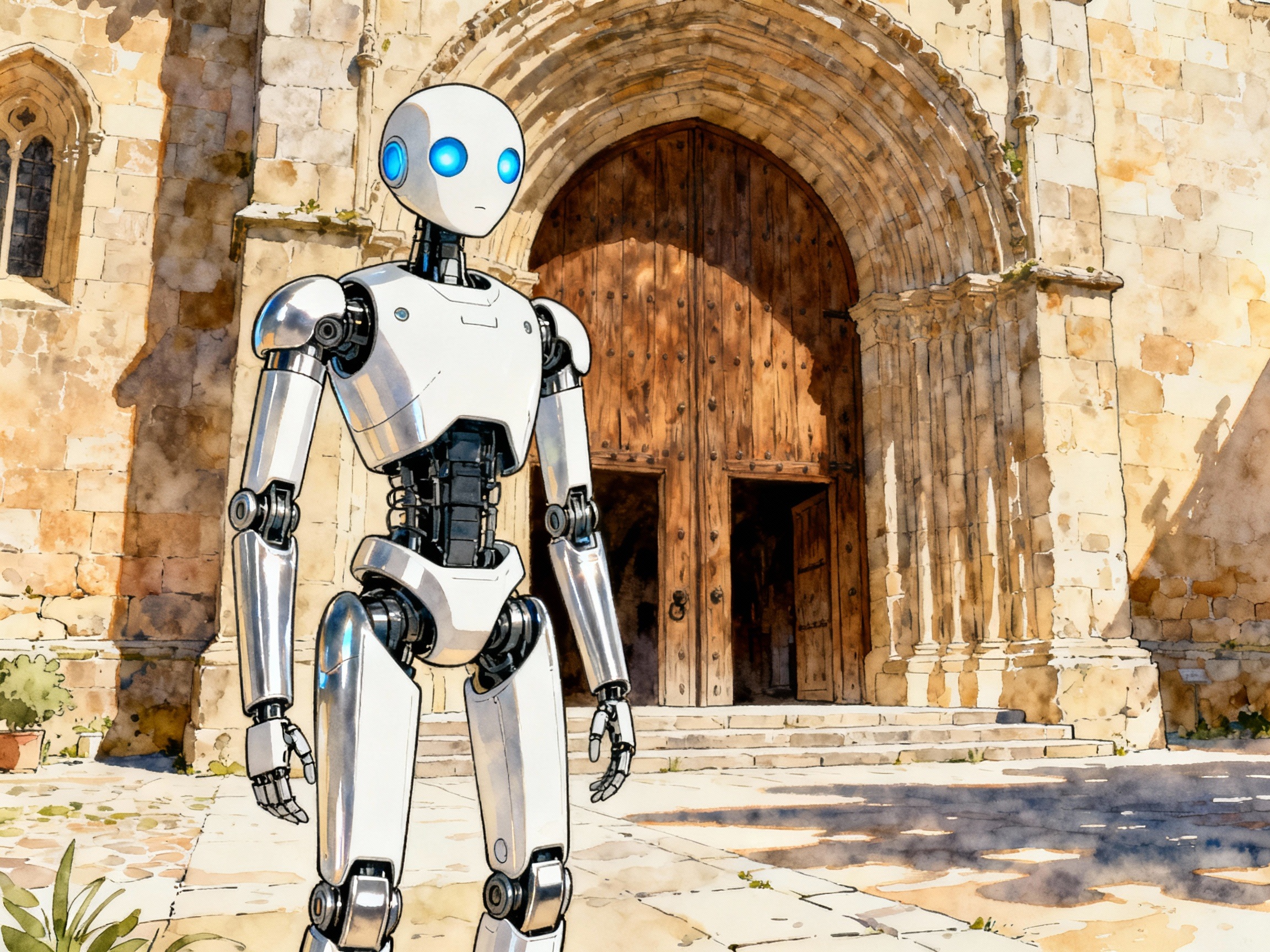 Learn Spanish with Stories #129: ¿Por qué un robot quiere ser monje en el Monasterio de Silos? Un encuentro entre tecnología y canto gregoriano [A2] episode artwork