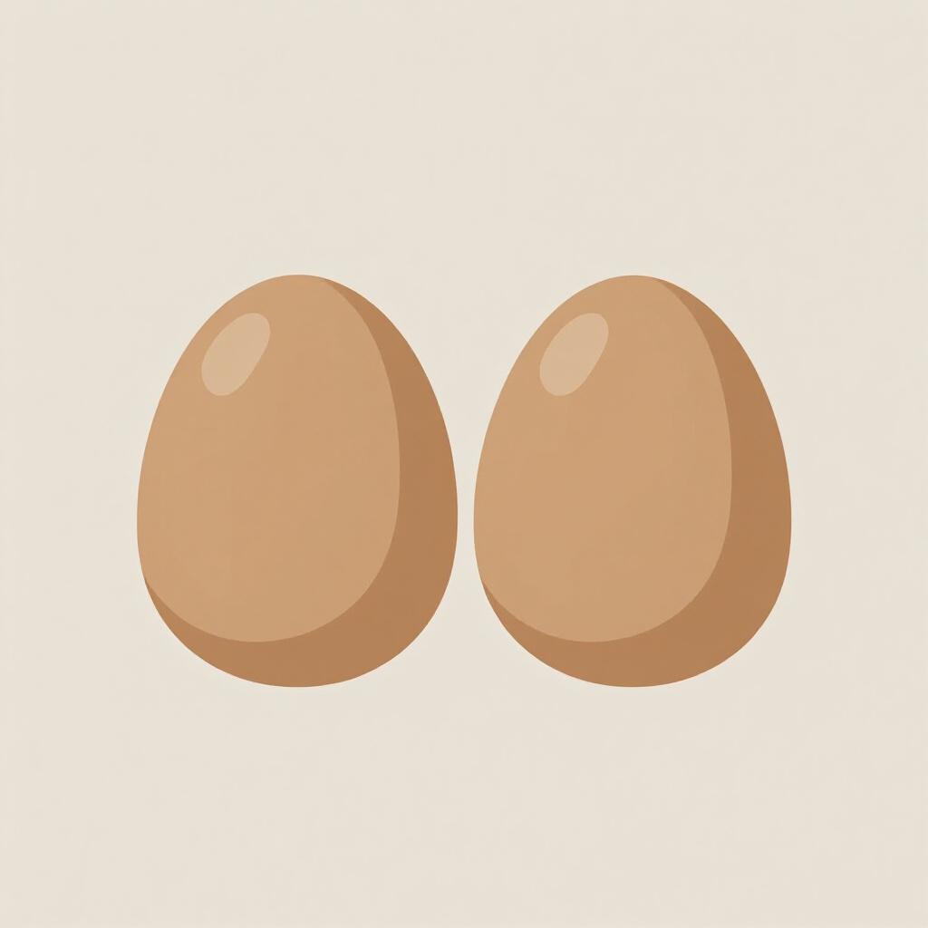 Two smooth, round, tan-colored egg shapes resting side by side.
