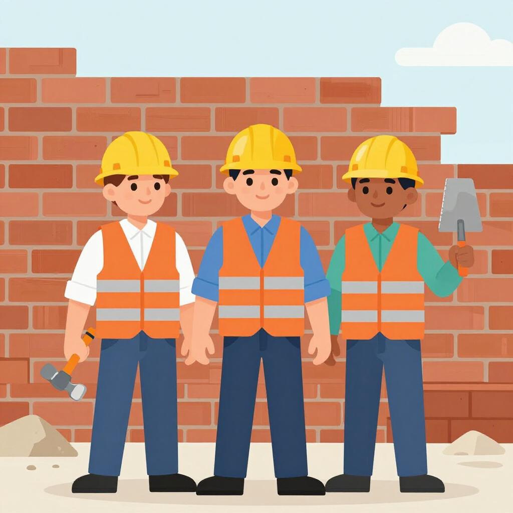 A group of people wearing hard hats and safety vests standing together on a construction site.