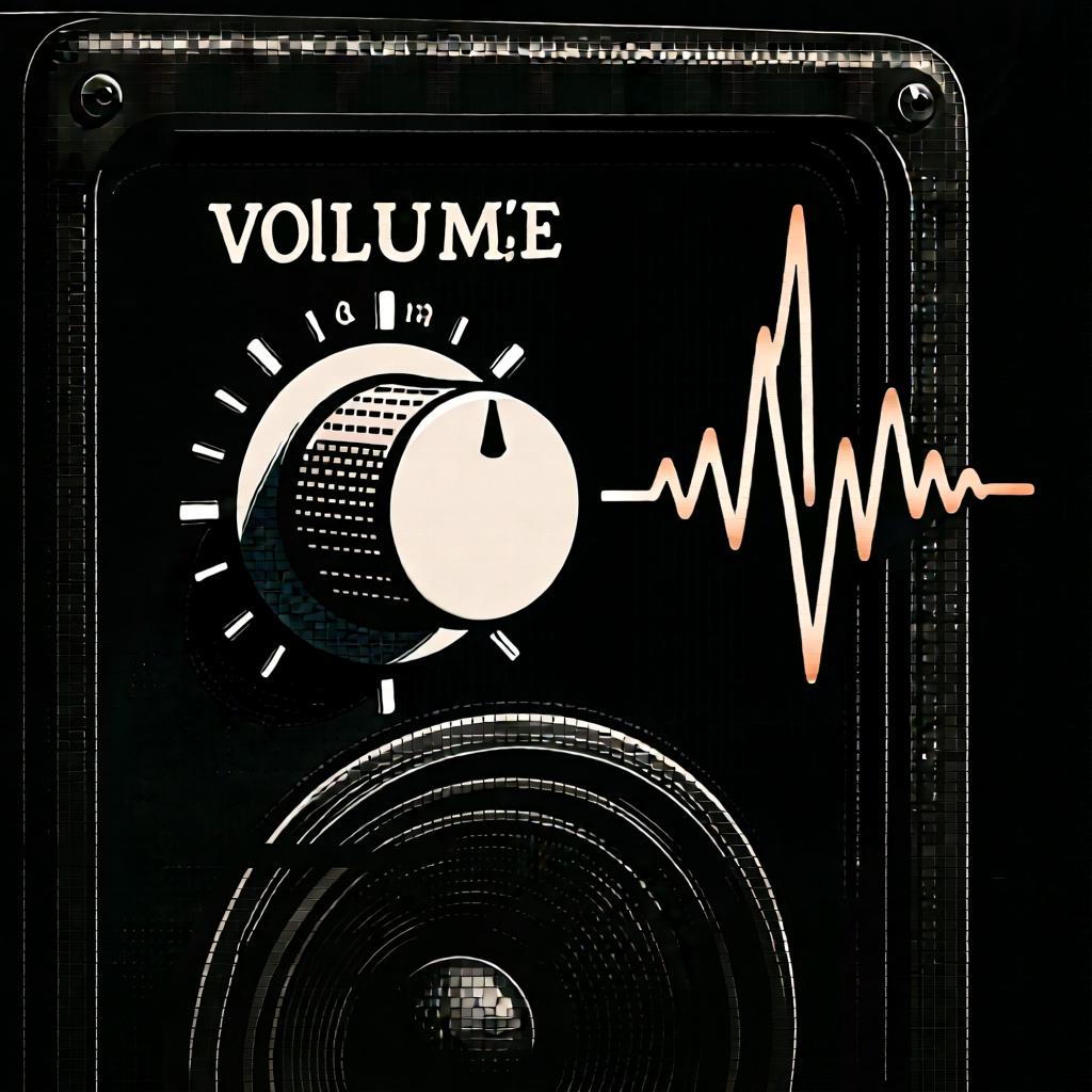 An illustration of a volume knob turned all the way up to the maximum level, with sound waves coming out.
