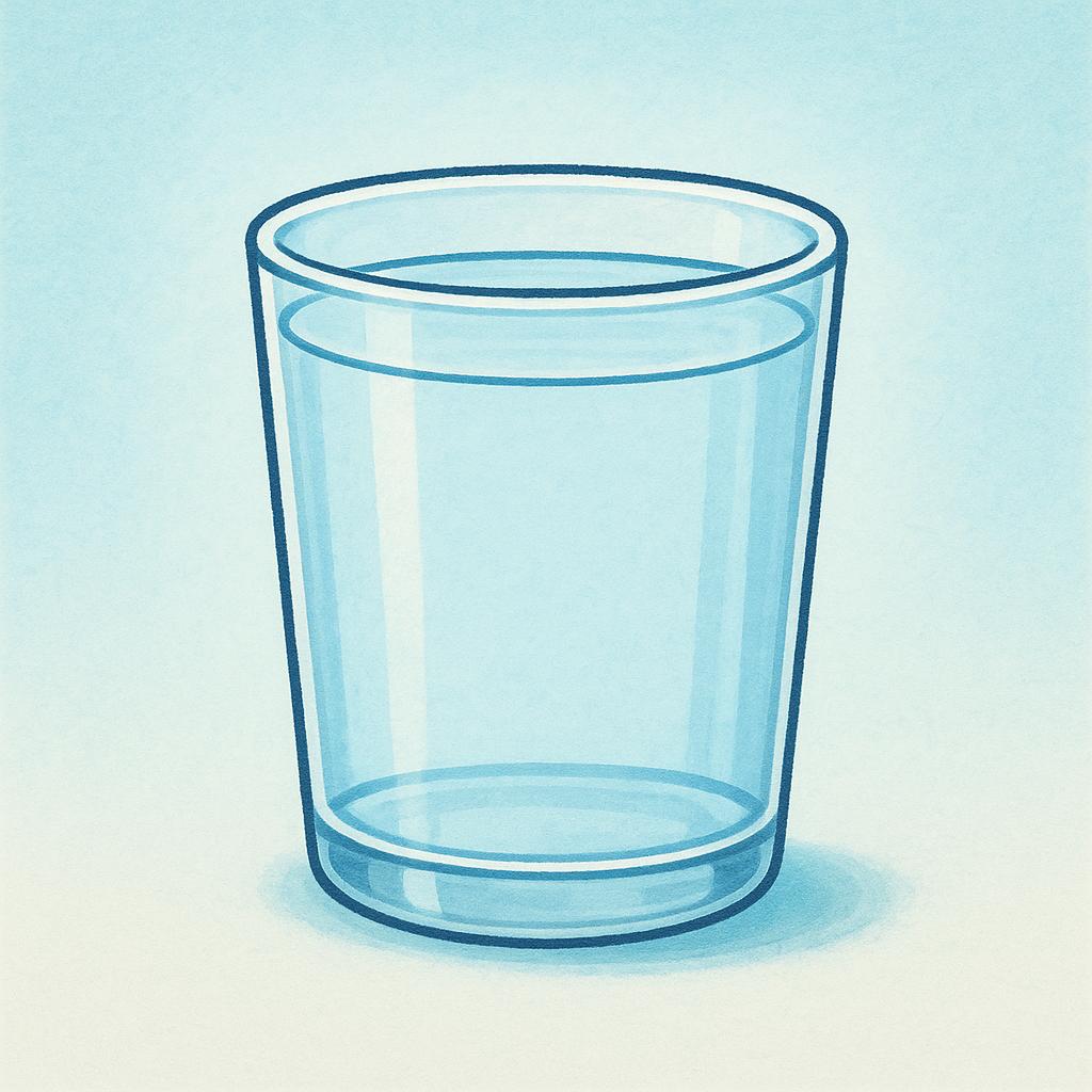 A perfectly clear drinking glass filled completely to the brim with clear water, showing no space remaining.