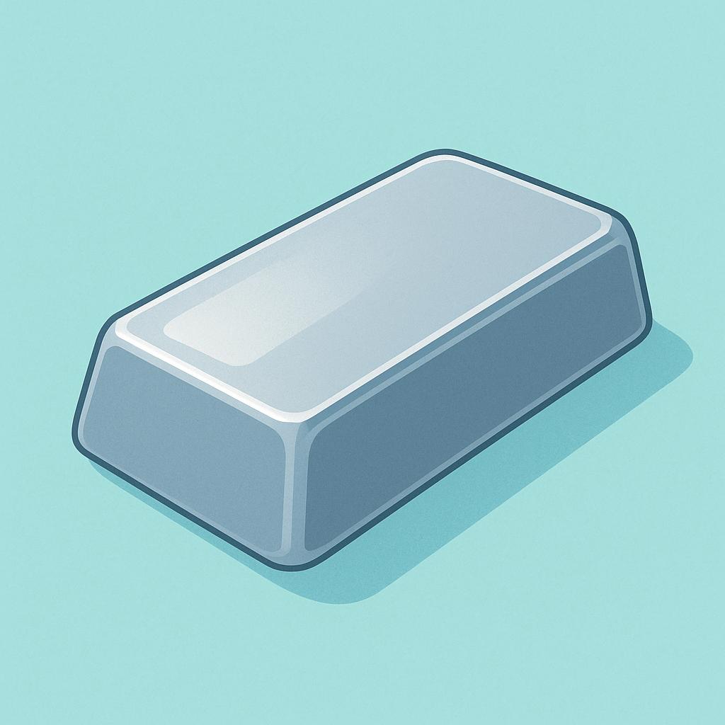 A single, rectangular ingot of shiny, gray steel.