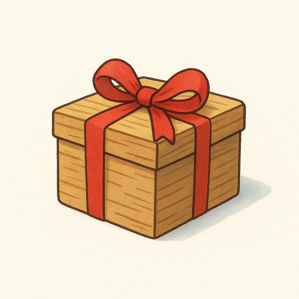 A small, tightly sealed wooden box resting on a clean, empty surface, tied with a simple red ribbon, symbolizing a task waiting to be dealt with.