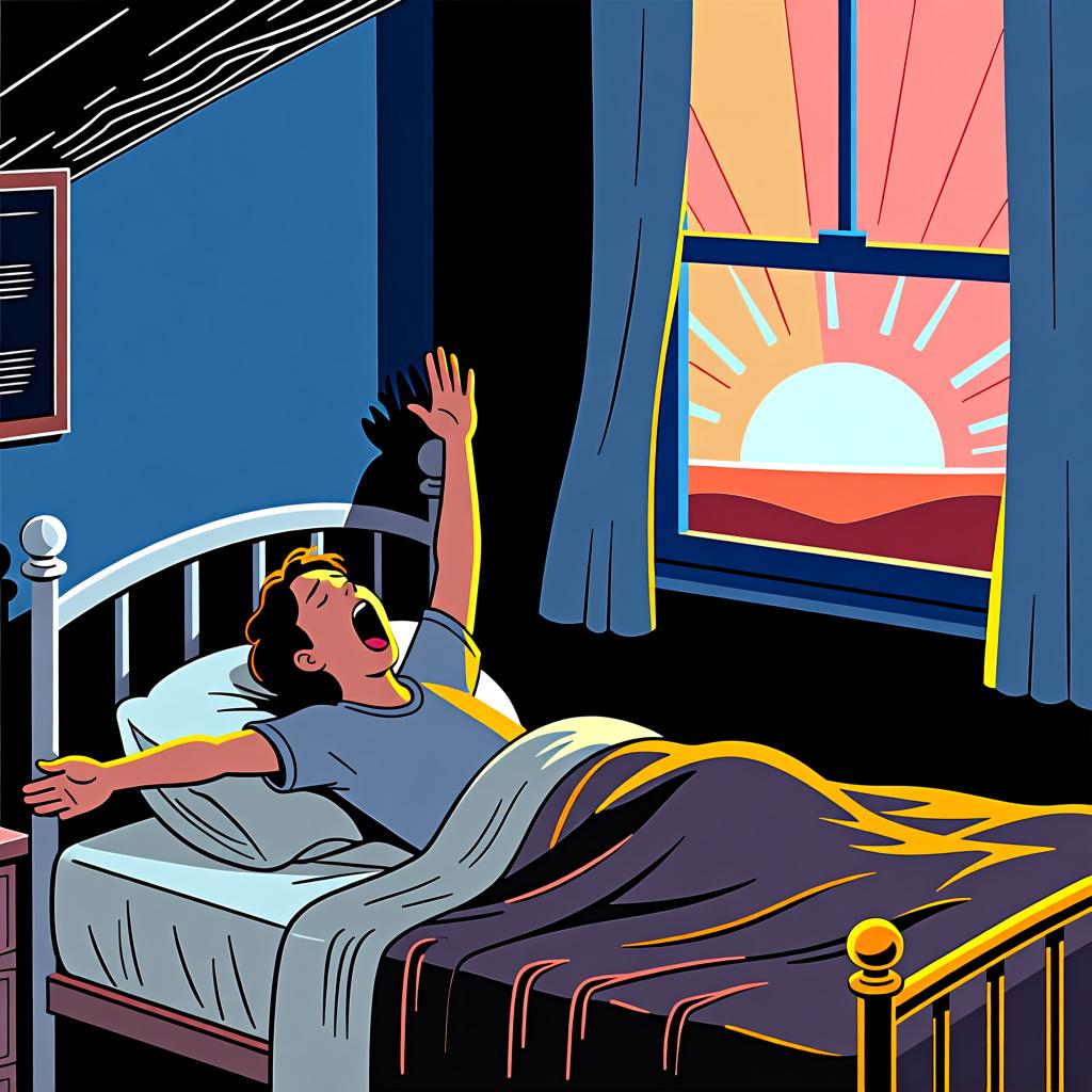 A person waking up at the exact moment the sun rises, showing how 'cuando' connects two events that happen at the same time.