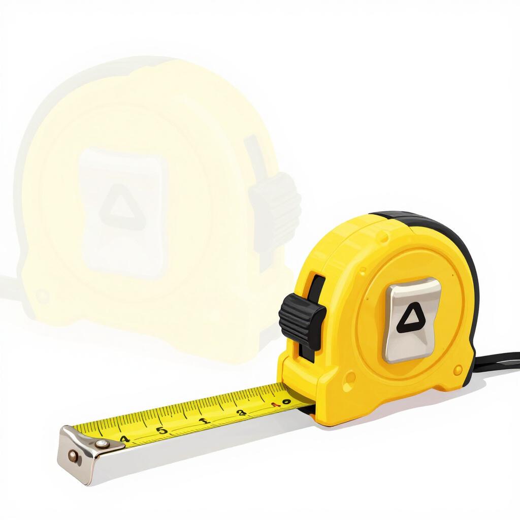 A colorful yellow measuring tape stretched out on a white surface.