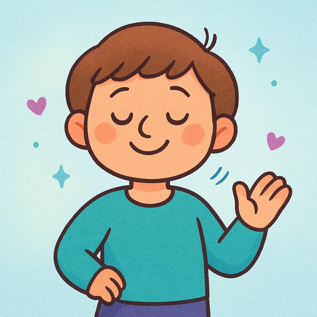 A friendly cartoon character with a wide smile nodding their head, indicating agreement or confirmation.