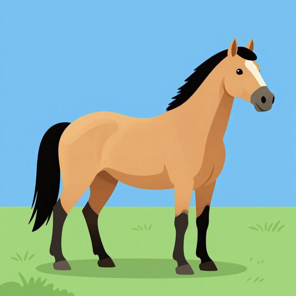 A horse with a golden-yellow or reddish-brown coat, black mane, and black tail standing in a green field.