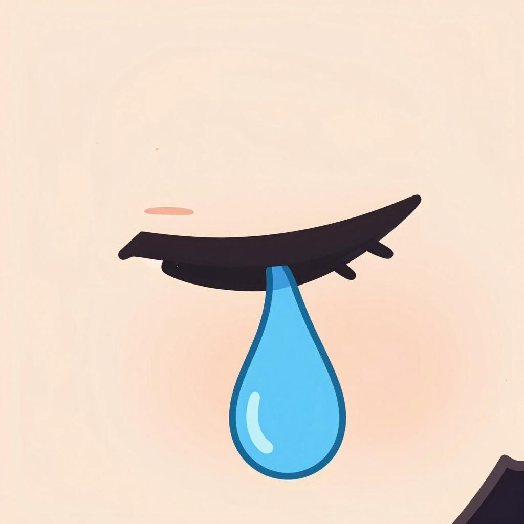 目から流れる、透明で青い一粒の涙。