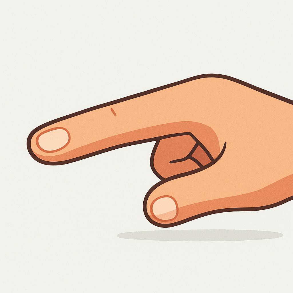 A close-up, simple illustration of a single human finger, bent slightly at the joint.