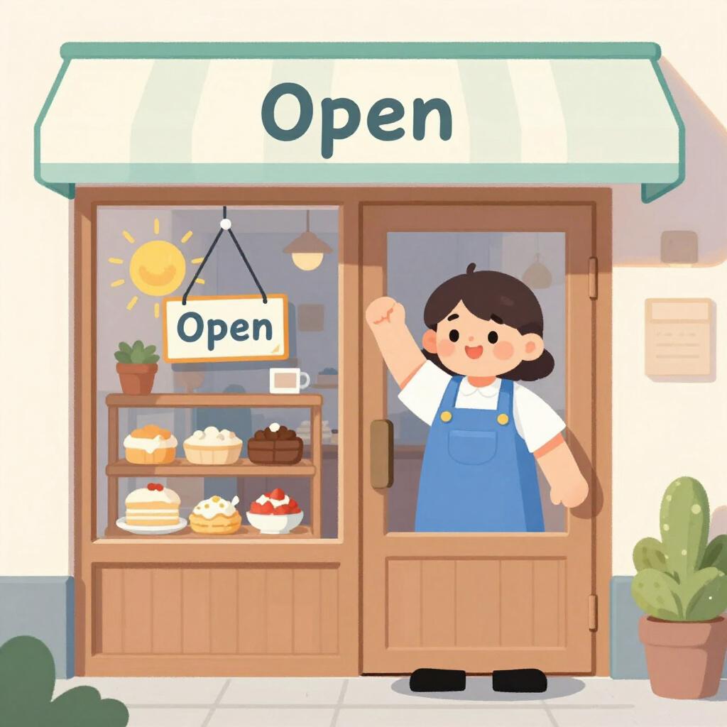 A shopkeeper turning a sign from closed to open on a store door.