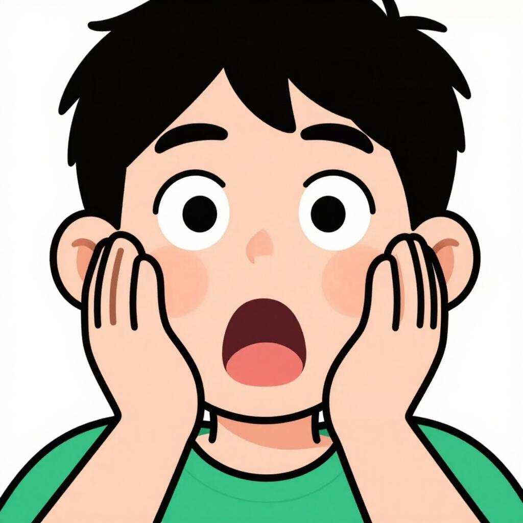 A person with a surprised and frustrated expression, holding their hands to their face.