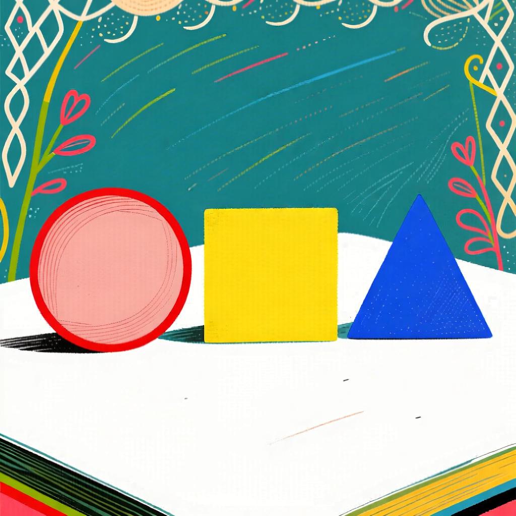 A collection of simple, brightly colored geometric shapes representing outlines.