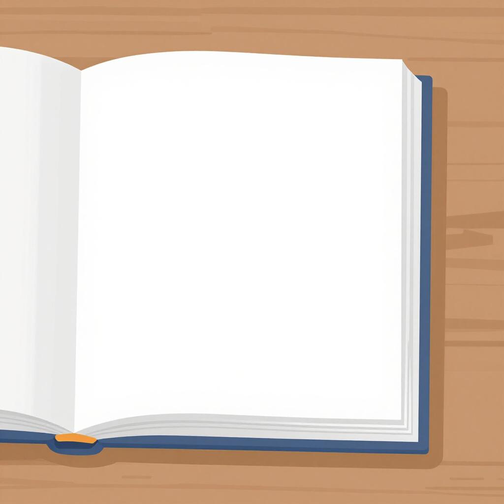開いた一冊の本に、きれいな白いページが表示されています。