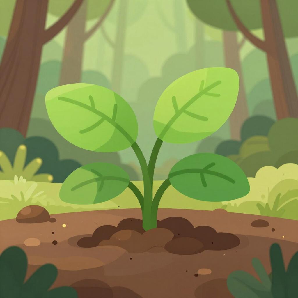 A lush, green plant growing naturally in its original forest environment.
