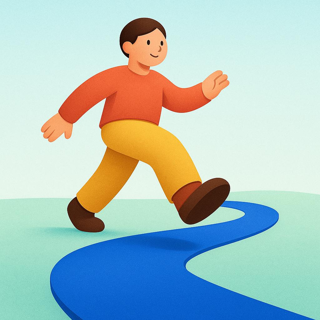 A stylized illustration of a person confidently taking a firm step onto a single, clearly defined path, symbolizing the completion of a decision-making process.