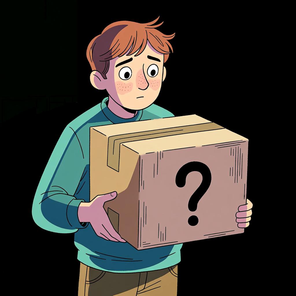 A person looking at a gift box that is slightly open, with a mysterious glow coming from inside, representing an unknown 'something'.