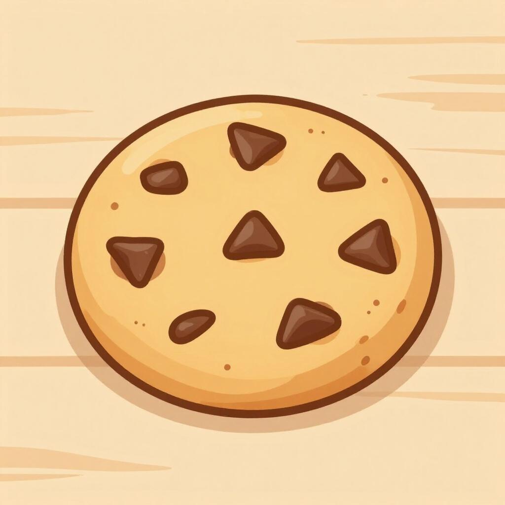 A single round golden-brown cookie with chocolate chips.
