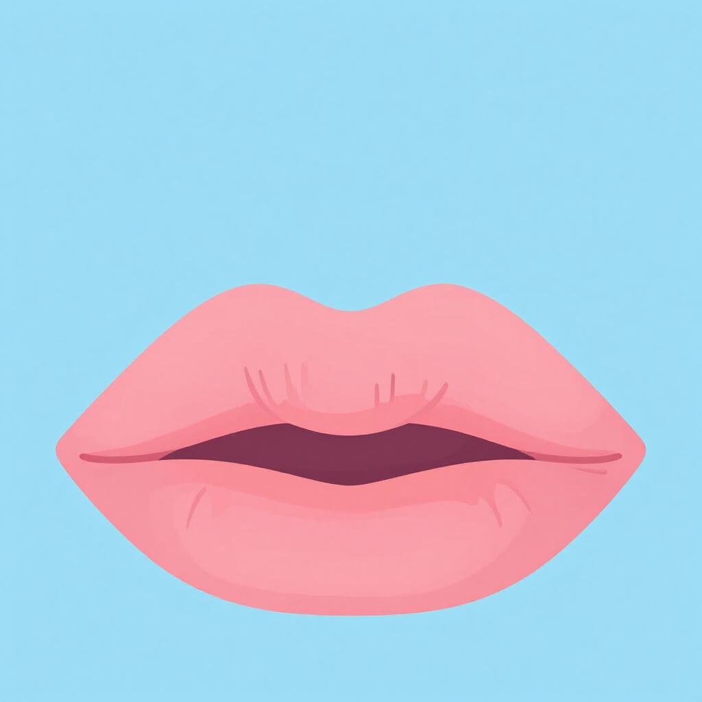 微笑んでいる人間の唇のクローズアップイラスト。