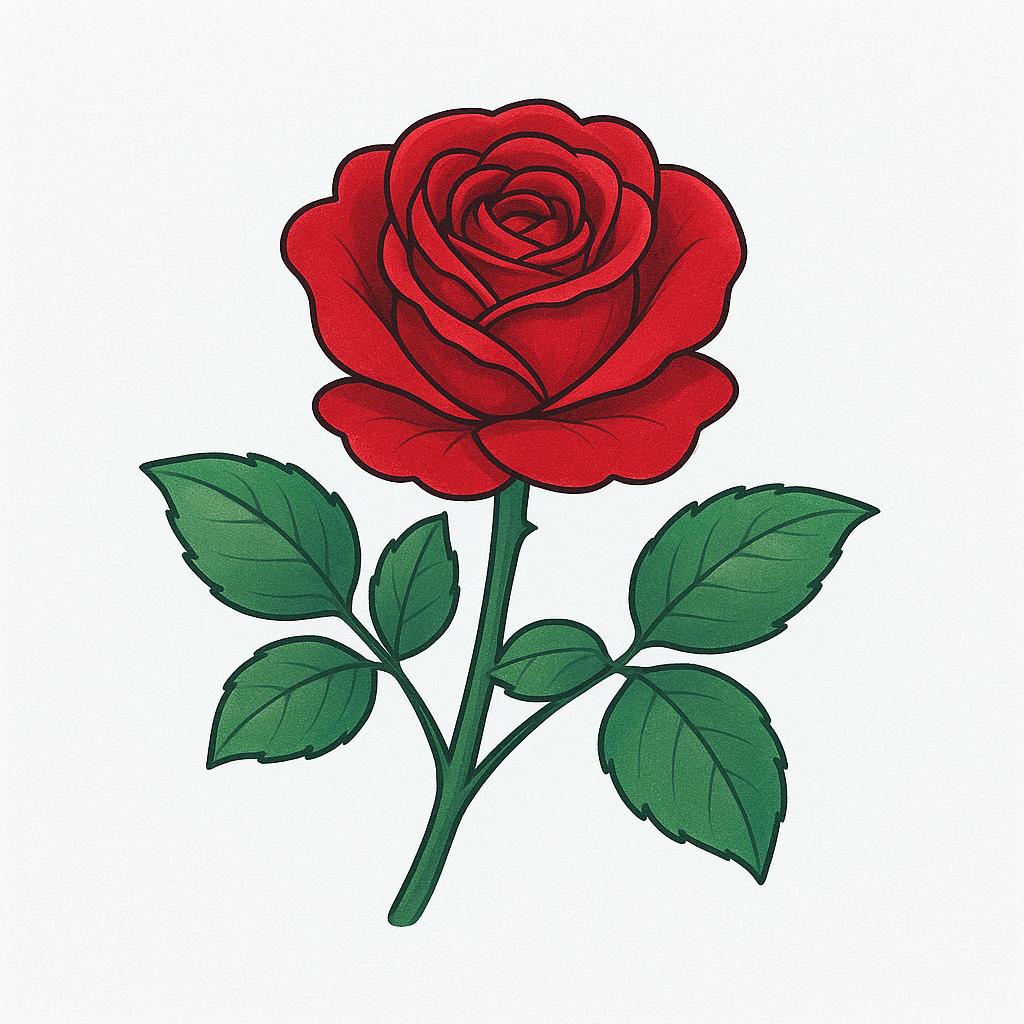 A vibrant, perfectly formed red rose blooming on a green stem, illustrating aesthetic beauty.