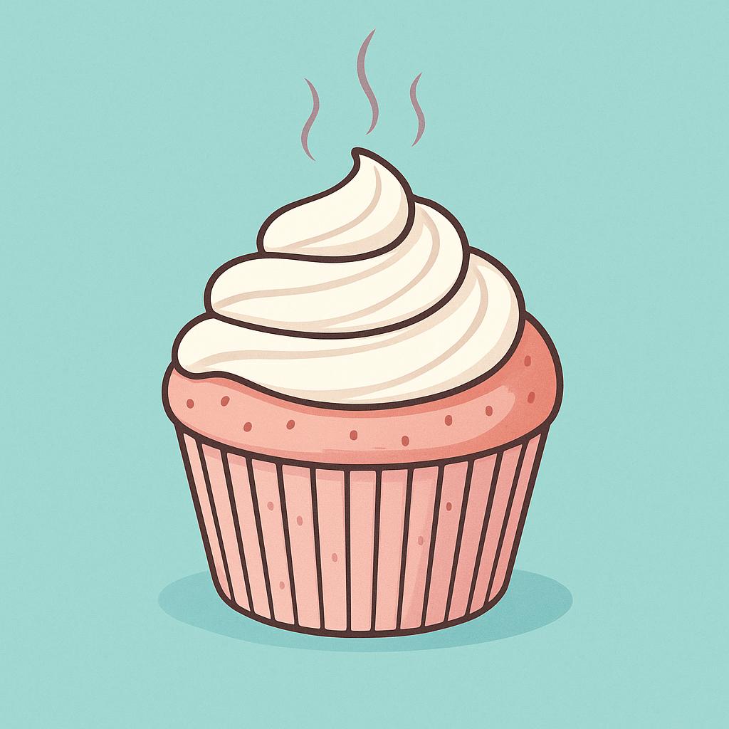 A single, perfectly baked strawberry cupcake topped with white swirling frosting, appearing extremely appetizing and delicious.