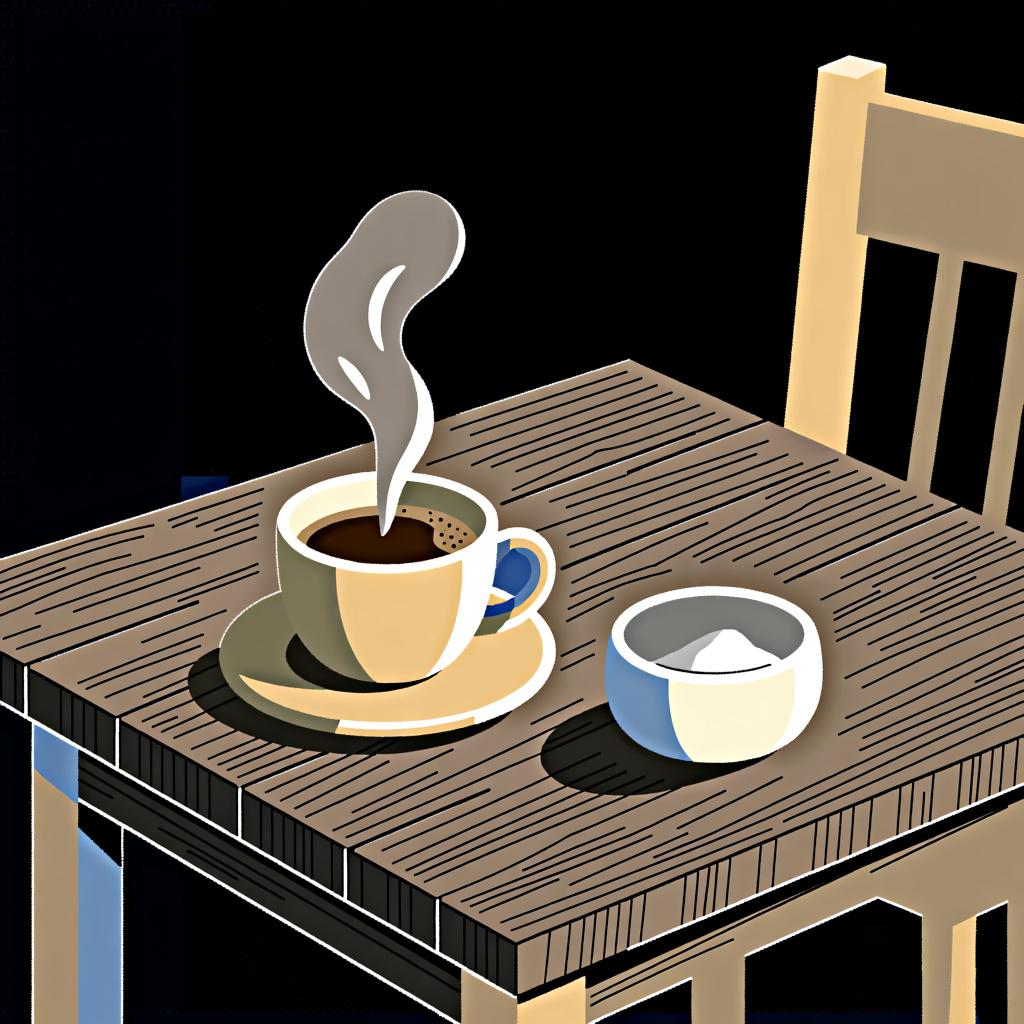 A cup of coffee next to an empty sugar bowl, illustrating the concept of 'without sugar'.