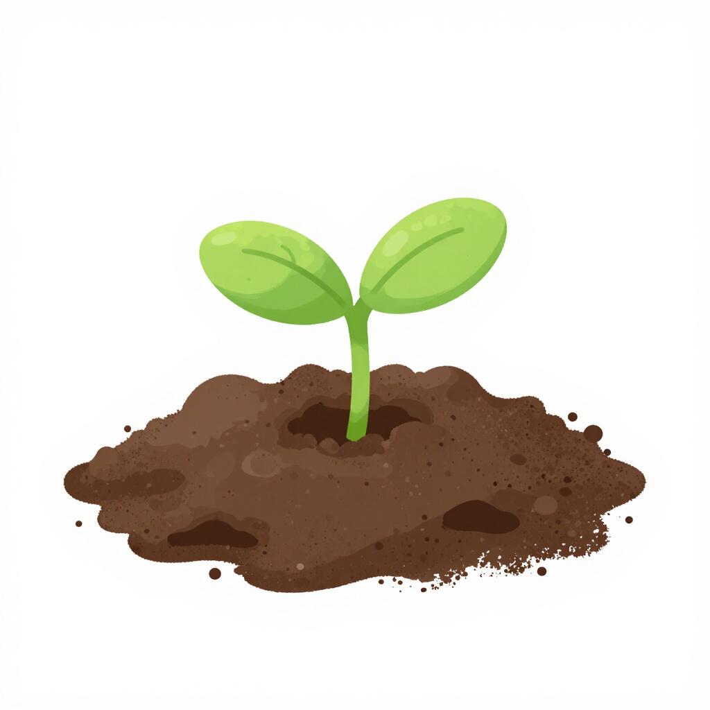 暗い土から顔を出し始めた小さな緑の新芽。