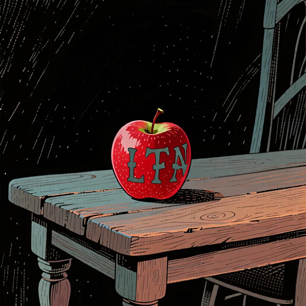 A single, bright red apple sitting by itself on a simple wooden surface, representing the number one.