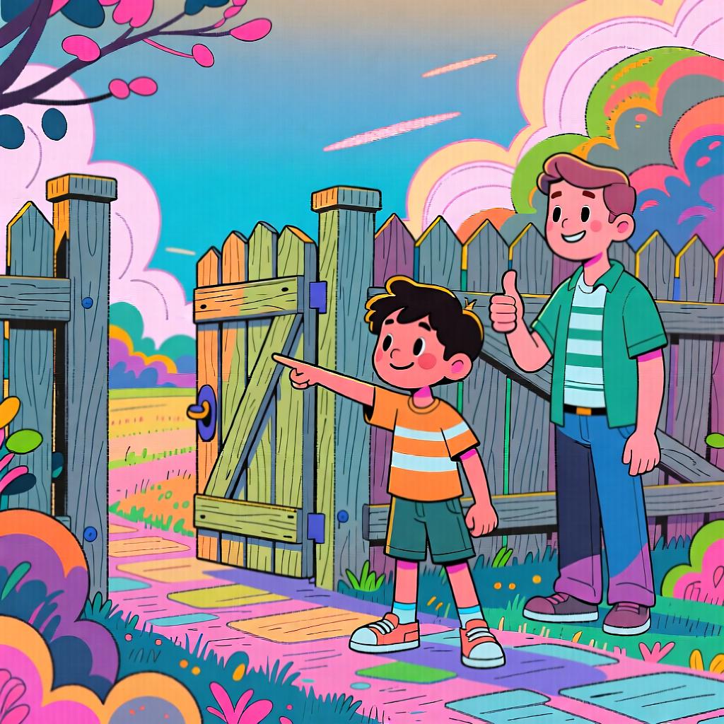 Two friends on a hiking trail, one pointing confidently to the correct fork in the path while the other smiles in agreement, confirming the choice.