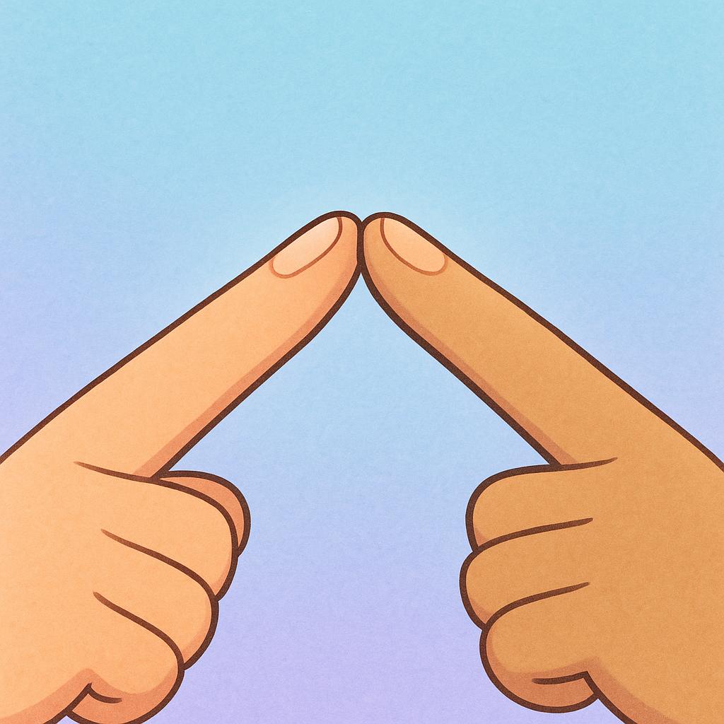 A close-up illustration of two index fingers gently touching tips, representing physical contact.