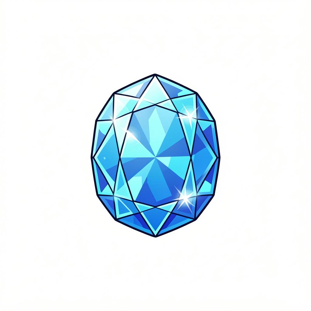 A sparkling, multi-faceted blue diamond sitting on a plain white surface.