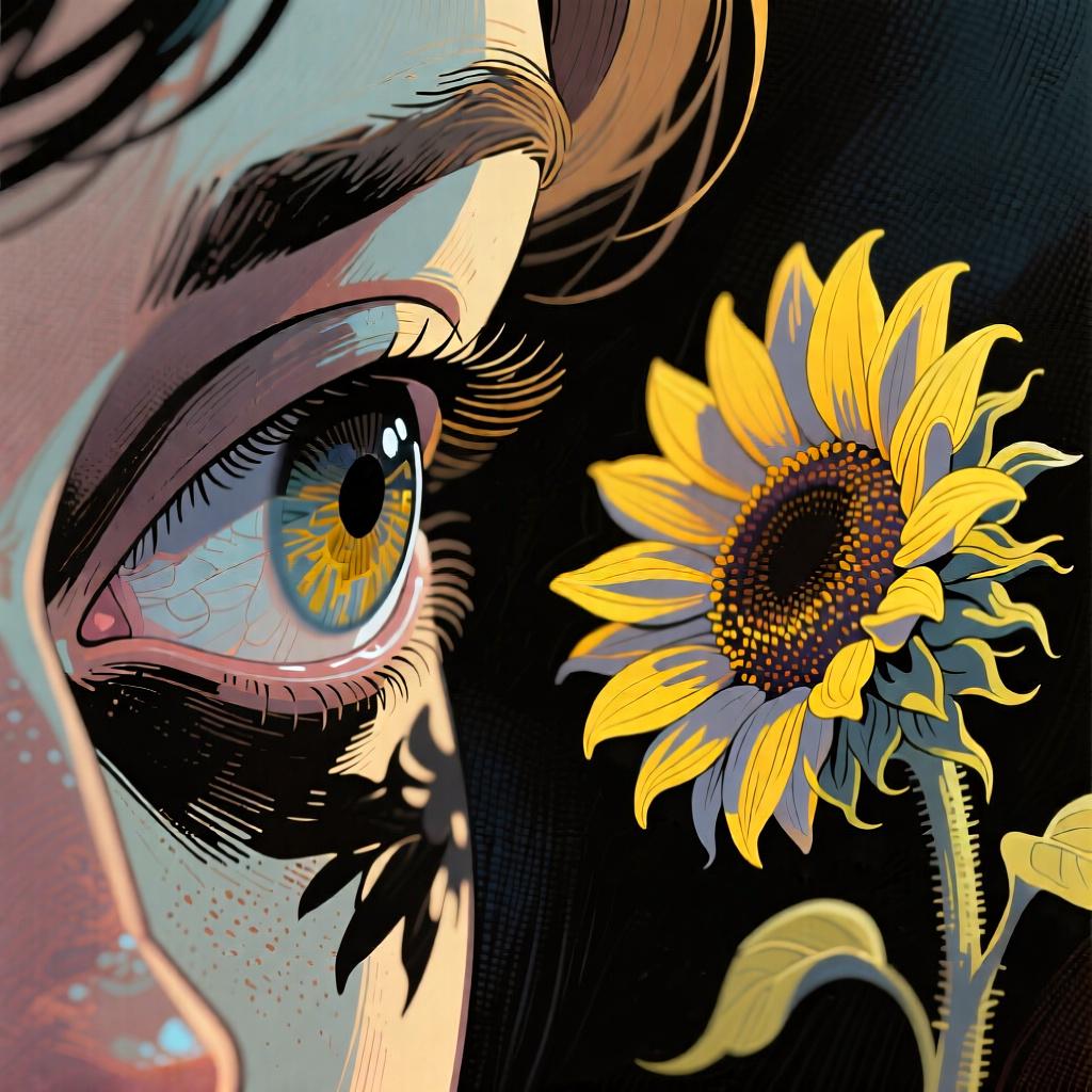 A person's eye looking at a bright yellow flower, representing the act of seeing.