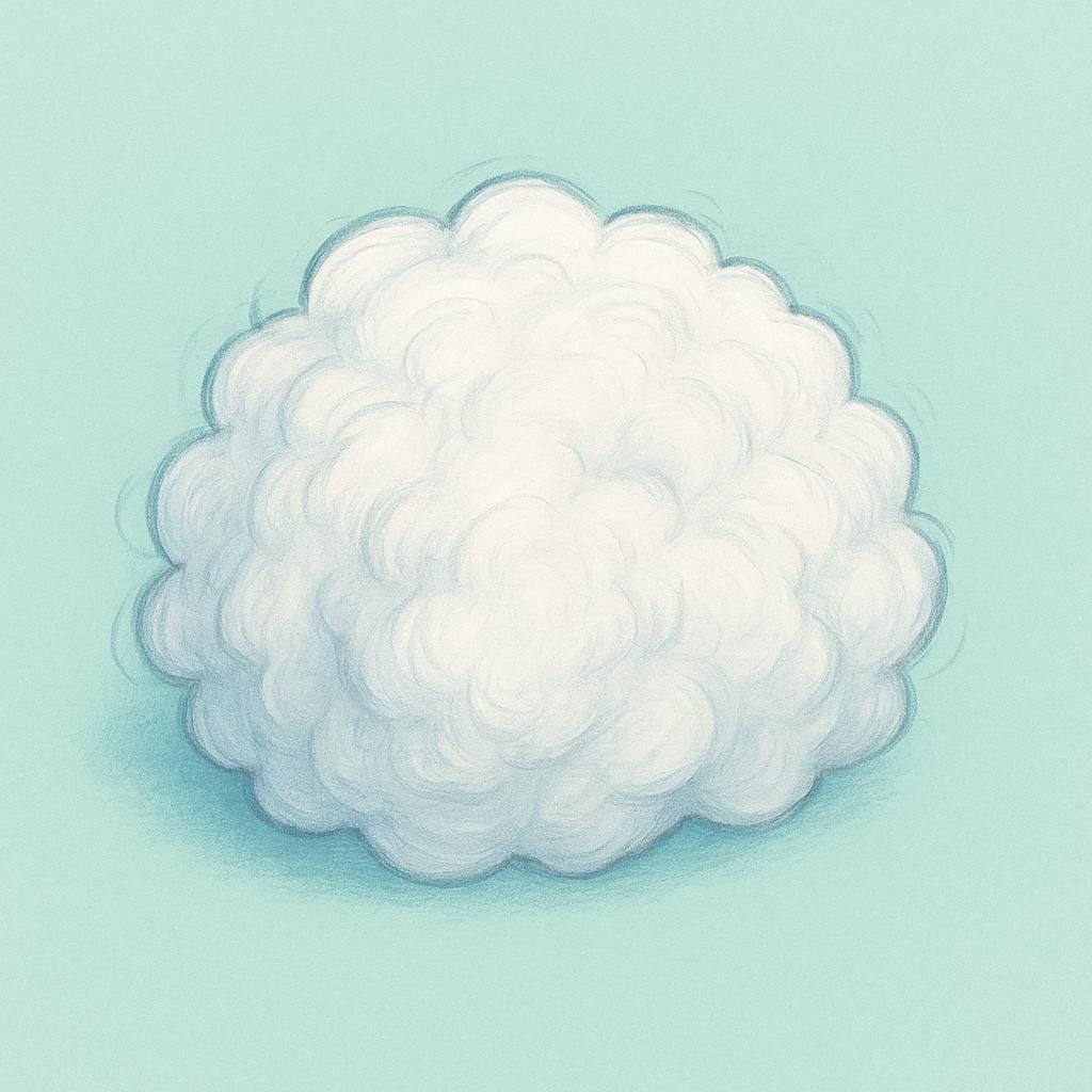 A large, fluffy white clump of raw sheep's wool resting on a simple background.