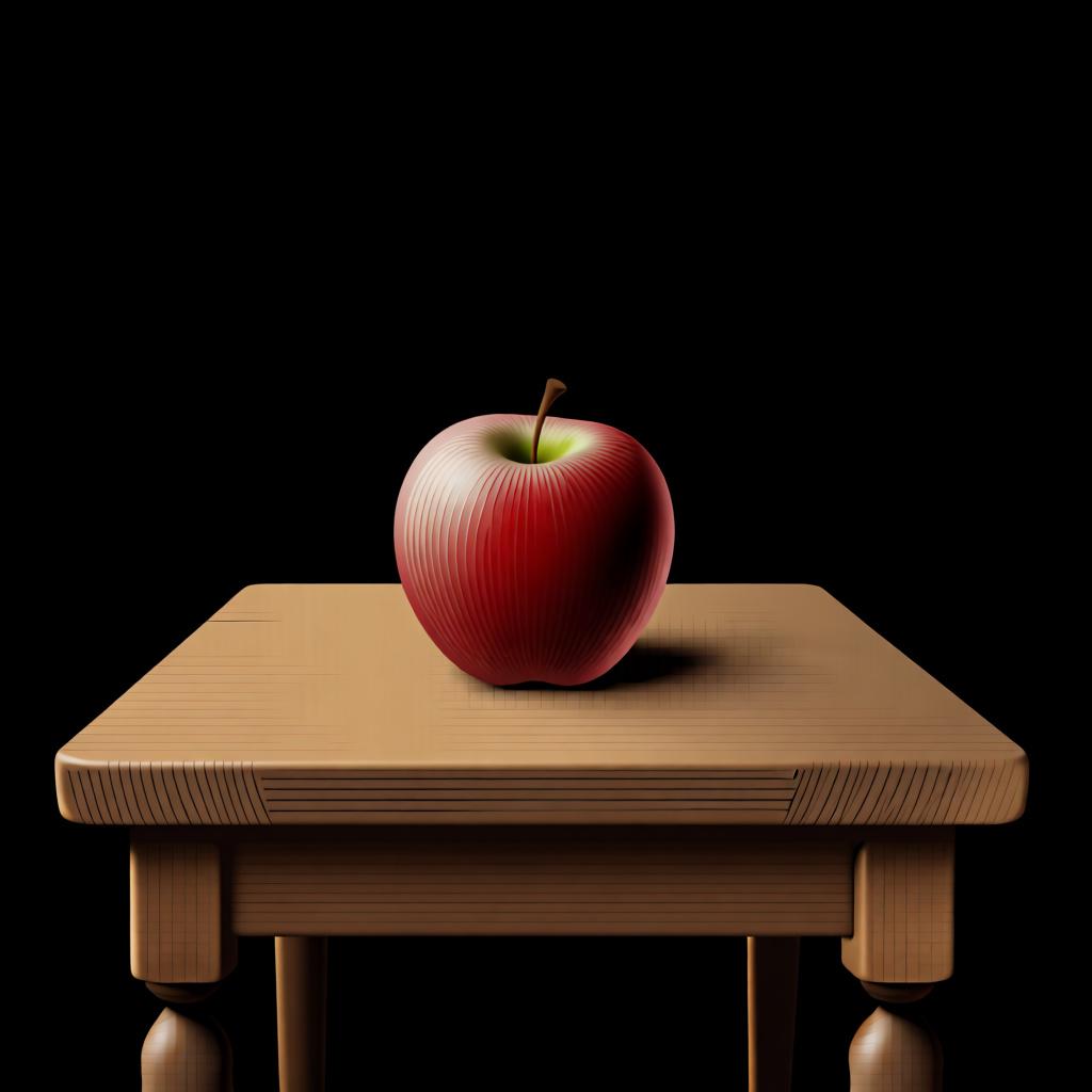 A single, red apple sitting on a wooden table, representing the concept of 'an apple' or 'una manzana'.