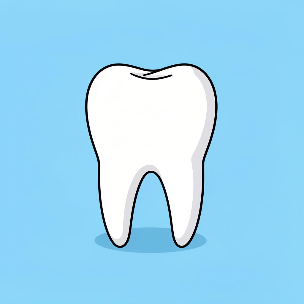 A single, clean, shiny white tooth with a small sparkle on a soft blue background.