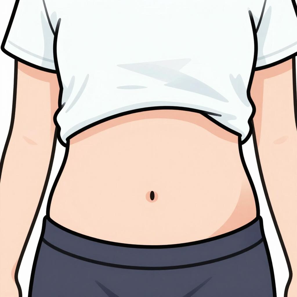 Eine einfache Illustration eines menschlichen Oberkörpers, die den Bauchbereich zeigt.