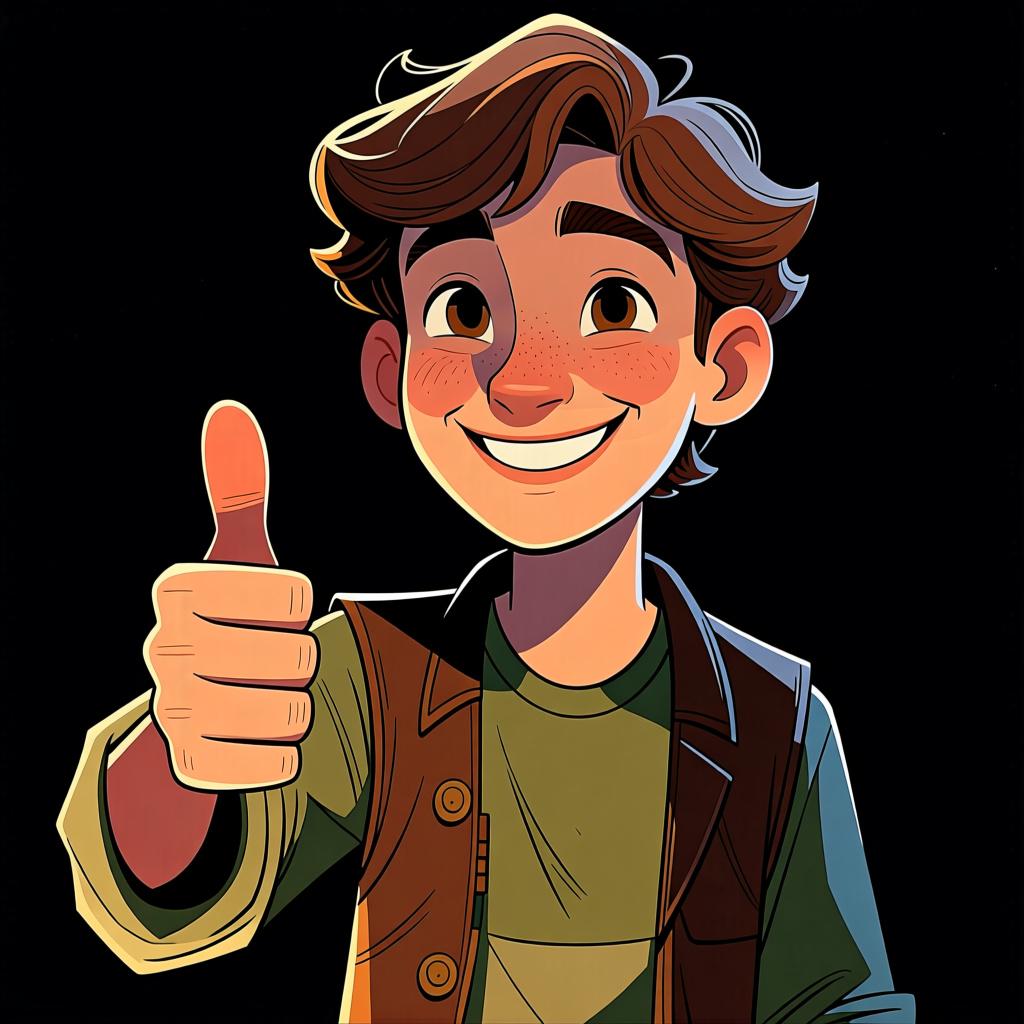 A person with a friendly smile giving a clear thumbs-up sign, indicating that something is good.