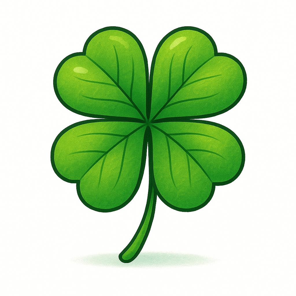 A close-up illustration of a perfect, vibrant green four-leaf clover.