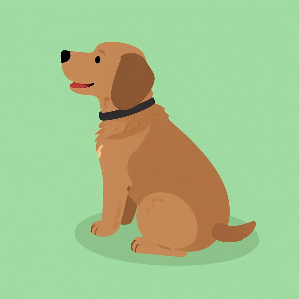 A fluffy brown dog wagging its long, furry tail.