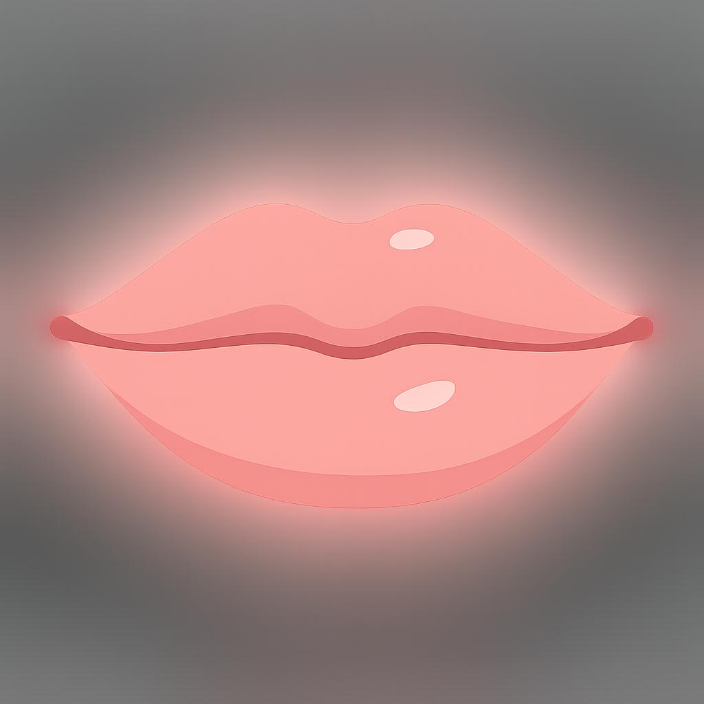 A close-up illustration focusing only on a pair of slightly pink, closed human lips.