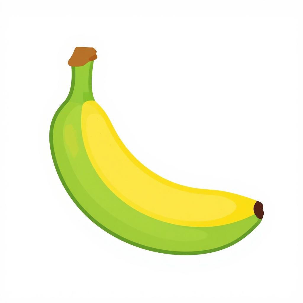 A green banana turning into a bright yellow, ripe banana.