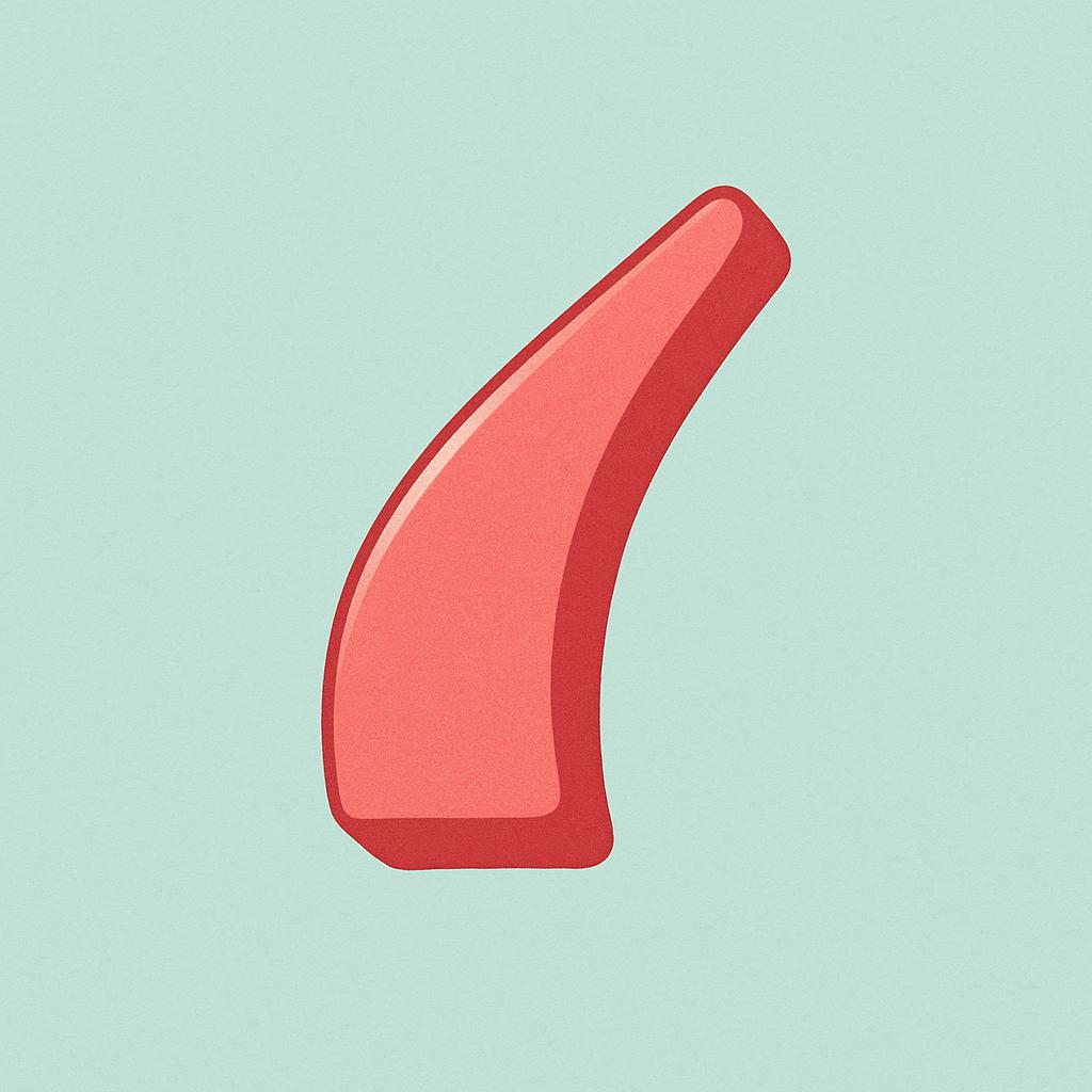 A single, large, acute accent mark symbol (a small diagonal line) floating in the center of a simple colorful background.