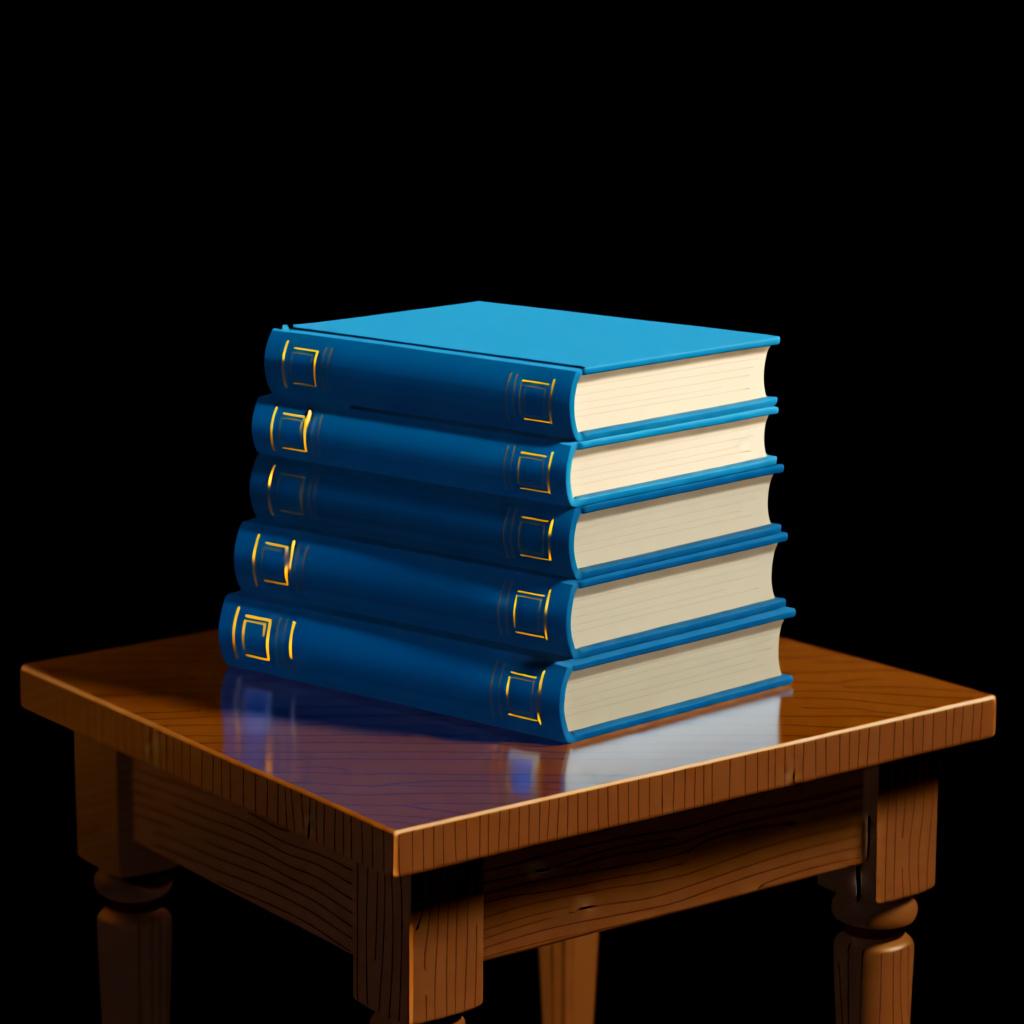 Several blue books stacked neatly, representing the masculine plural objects that 'los' refers to as 'the'.