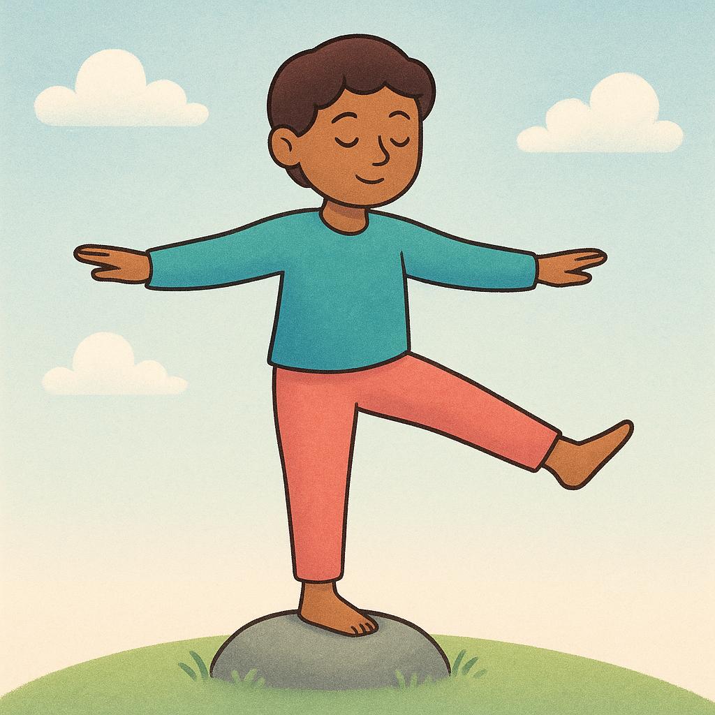 A person standing perfectly balanced on a single foot with arms outstretched, maintaining a steady posture, representing keeping oneself in a state.