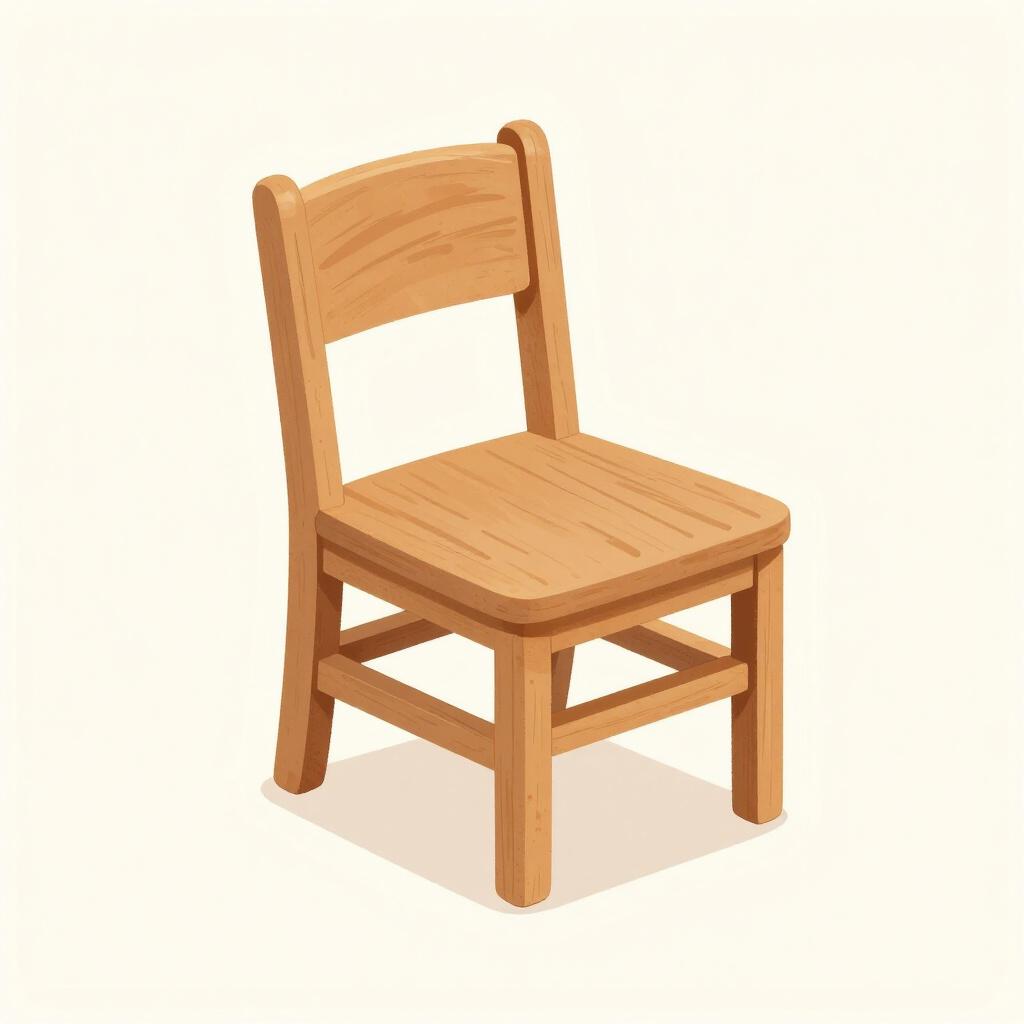 A wooden chair with a broken leg lying on the floor.