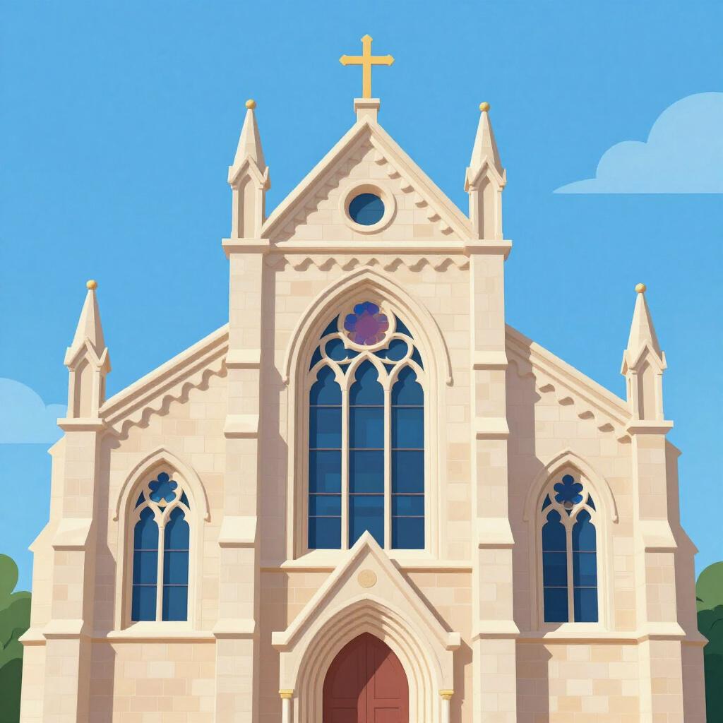 Eine wunderschöne Steinkathedrale mit hohen Türmen und Buntglasfenstern.