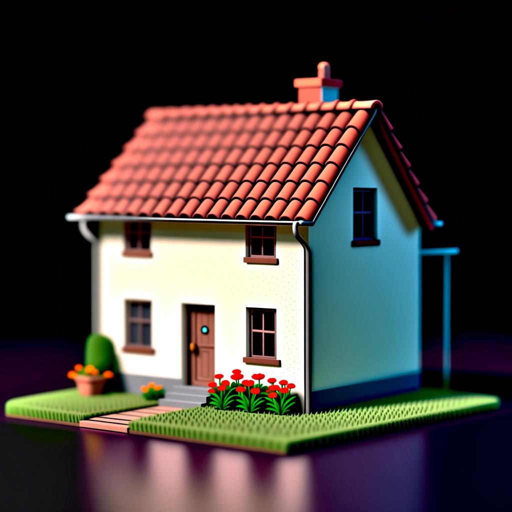 A simple, cozy house with a red roof and a small garden.