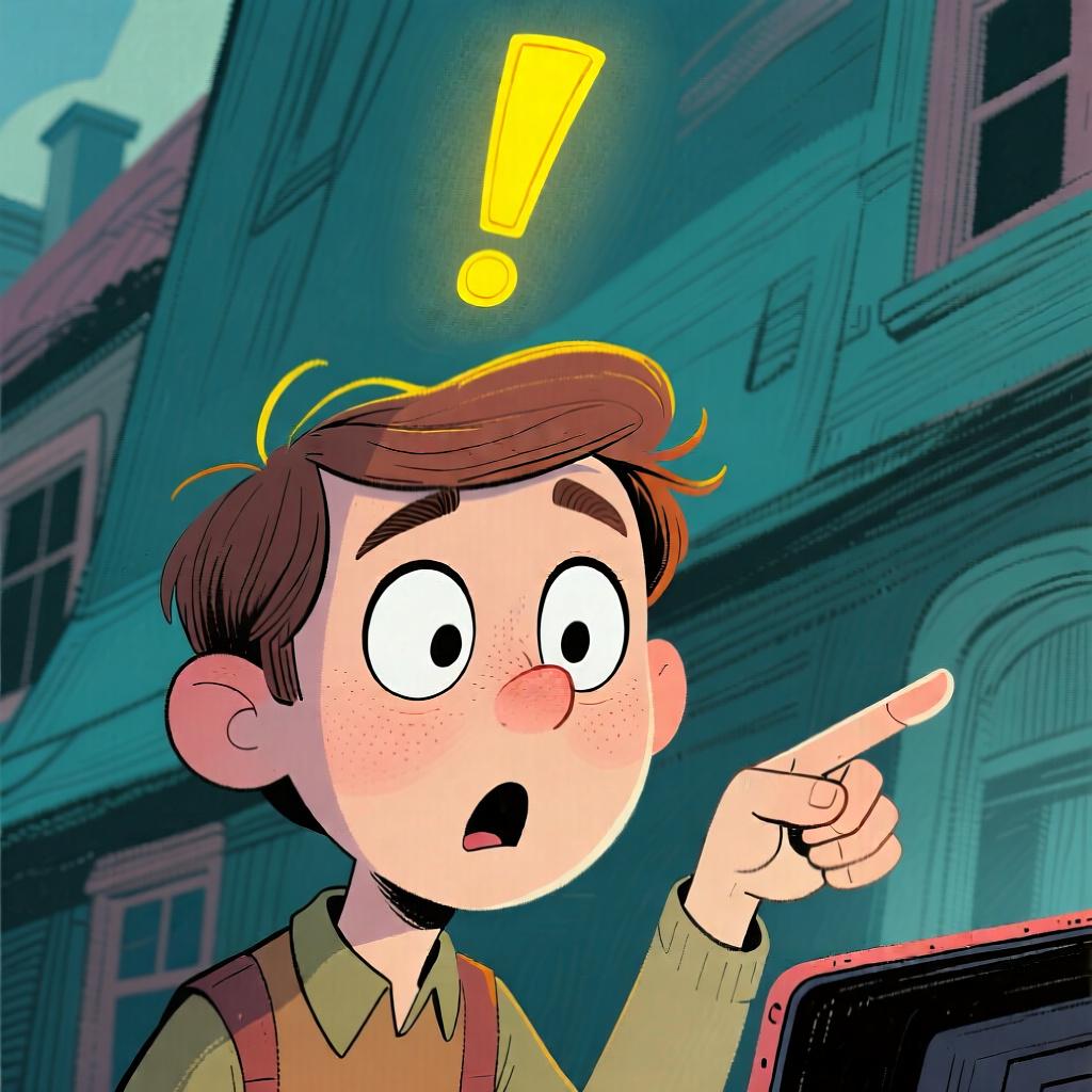 A person with a surprised, wide-eyed expression, with a bright exclamation point above their head to show emphasis or a sudden realization.